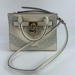 Michael Kors Hamilton Small Women Satchel Handbag Crossbody Bag in Cream Multi